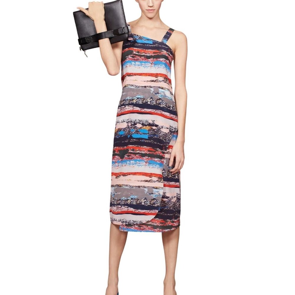Opening Ceremony Silk Dress Colorful Blue Black Summer 4